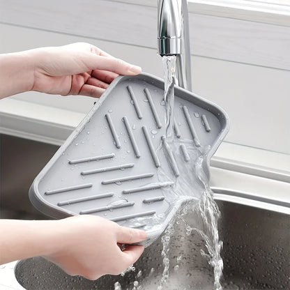 Sink Silicone Tray With Drain Soap Sponge Storage