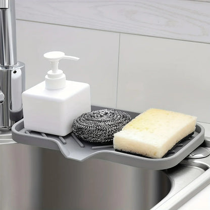 Sink Silicone Tray With Drain Soap Sponge Storage