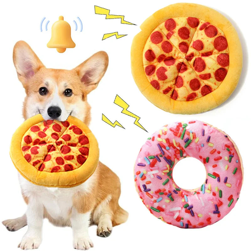 Plush Dog Toy Doughnut Pizza Shape Pet