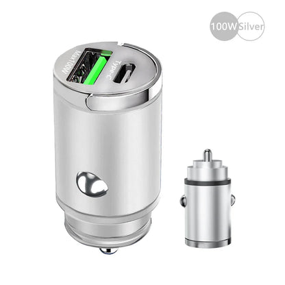 100W Mini Car Charger Lighter Fast Charging for iPhone